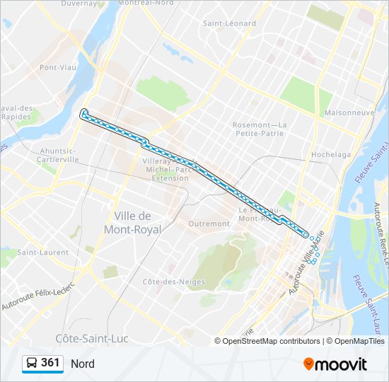 Plan de la ligne 361 de bus