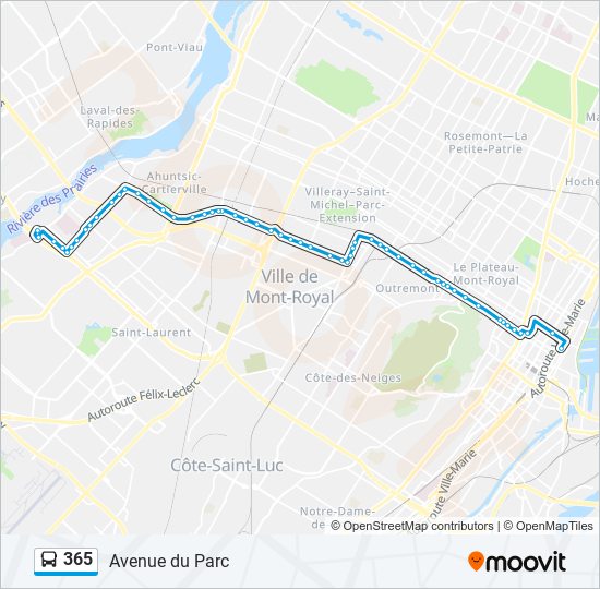 Plan de la ligne 365 de bus