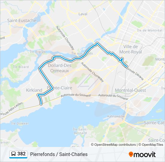 Plan de la ligne 382 de bus