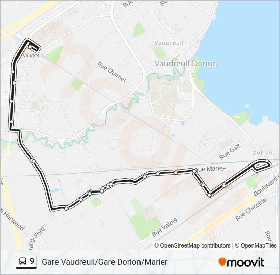 Plan de la ligne 9 de bus