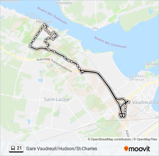 Plan de la ligne 21 de bus