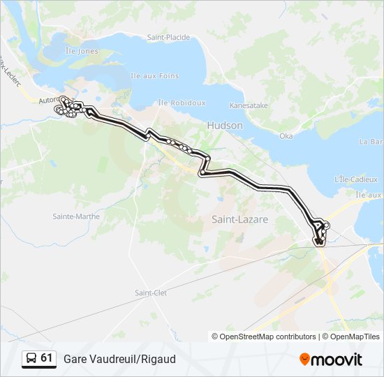 Plan de la ligne 61 de bus