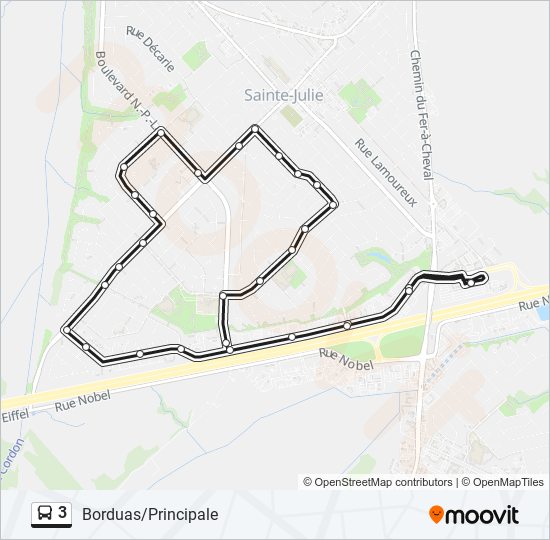 Plan de la ligne 3 de bus