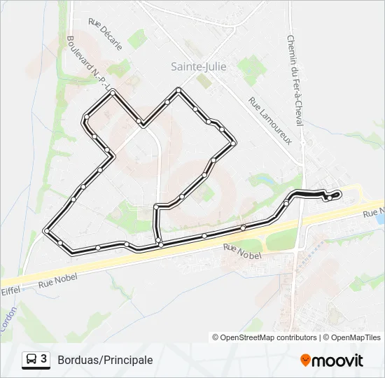Plan de la ligne 3 de bus