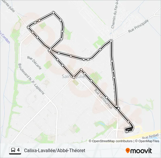 Plan de la ligne 4 de bus