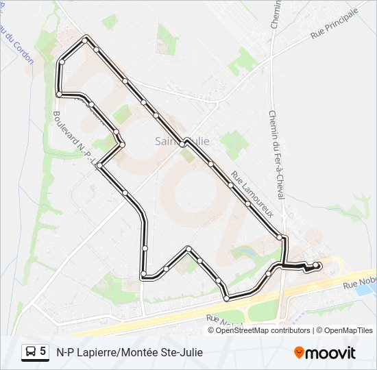 Plan de la ligne 5 de bus