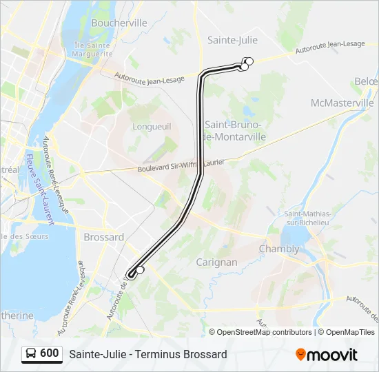 600 Bus Line Map