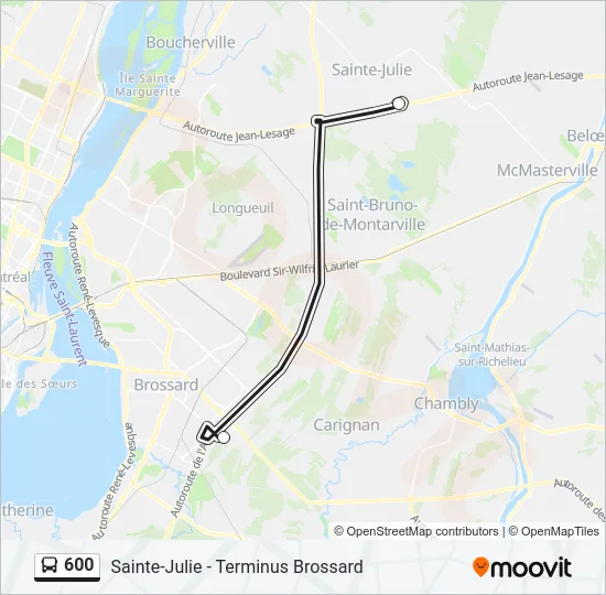 600 Bus Line Map