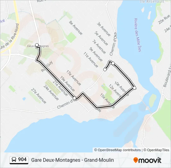 Plan de la ligne 904 de bus