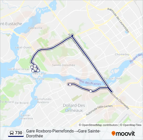 Plan de la ligne 730 de bus