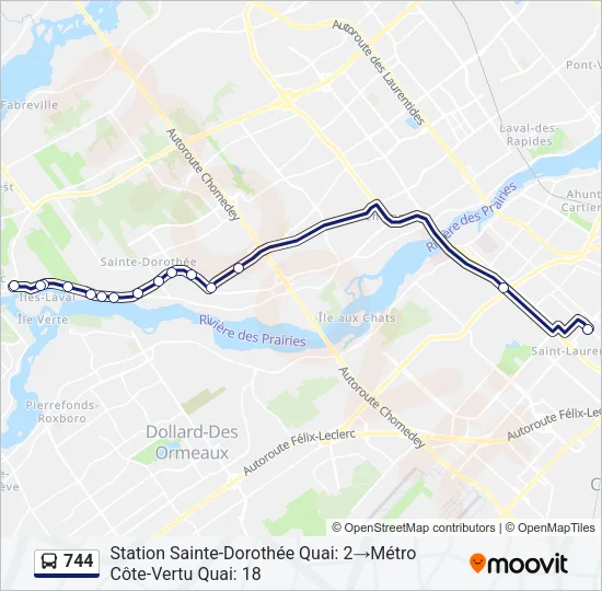 Plan de la ligne 744 de bus