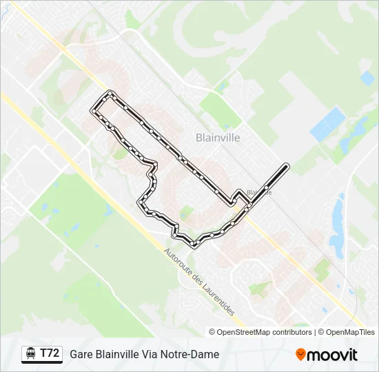 Plan de la ligne T72 de shuttle