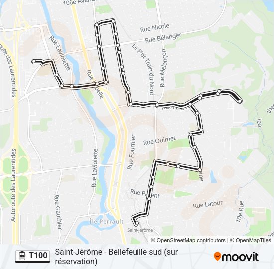 T100 Shuttle Line Map