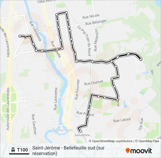T100 Shuttle Line Map