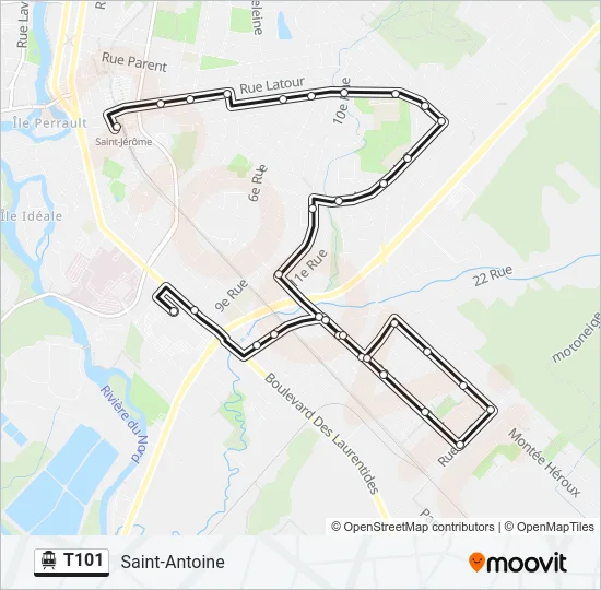 Plan de la ligne T101 de shuttle