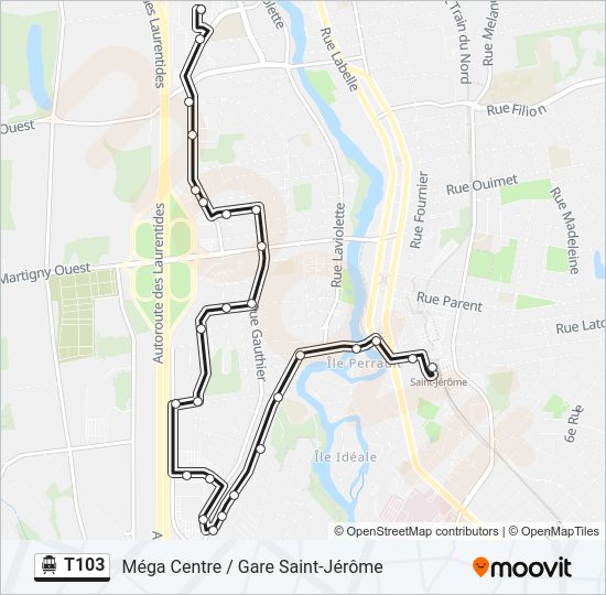 T103 Shuttle Line Map