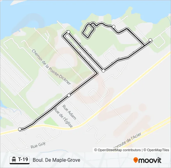 Plan de la ligne T-19 de shuttle