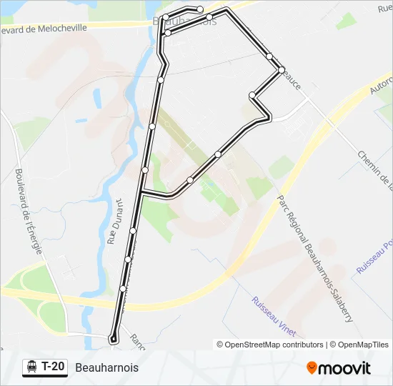 Plan de la ligne T-20 de shuttle