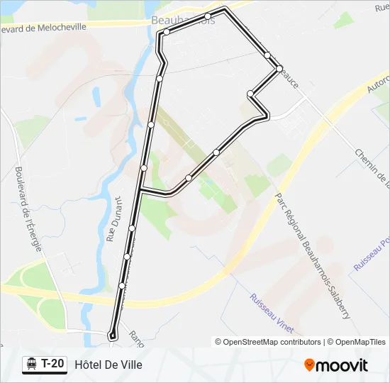 Plan de la ligne T-20 de shuttle