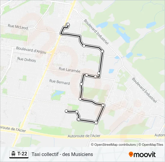 Plan de la ligne T-22 de shuttle