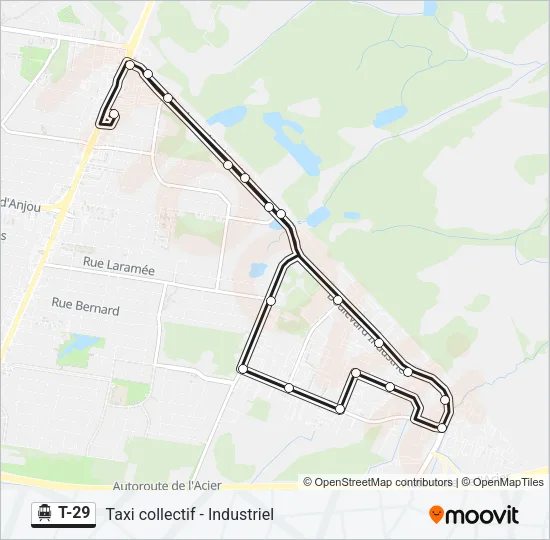 Plan de la ligne T-29 de shuttle