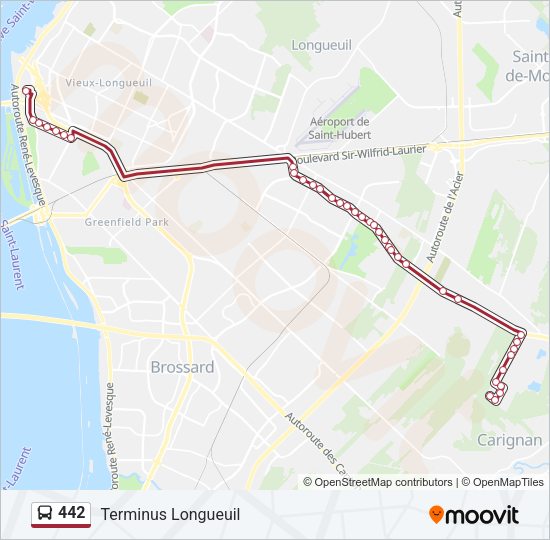 Plan de la ligne 442 de bus