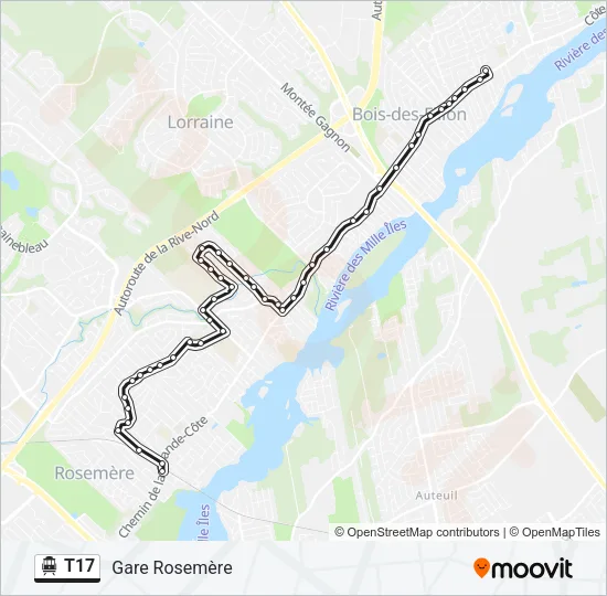 Plan de la ligne T17 de shuttle
