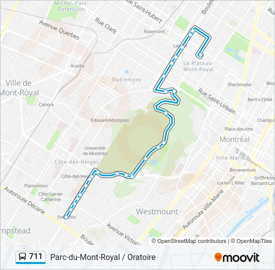 Plan de la ligne 711 de bus