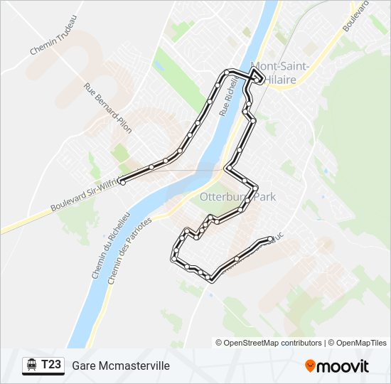 Plan de la ligne T23 de shuttle