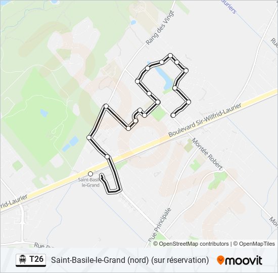 Plan de la ligne T26 de shuttle