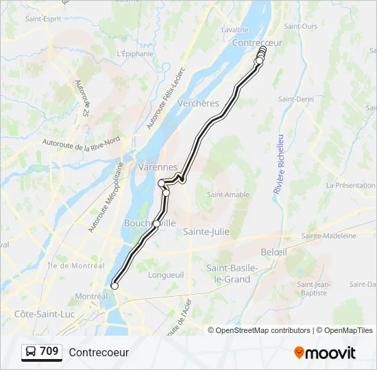 Plan de la ligne 709 de bus
