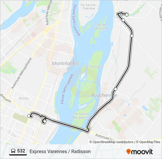 Plan de la ligne 532 de bus