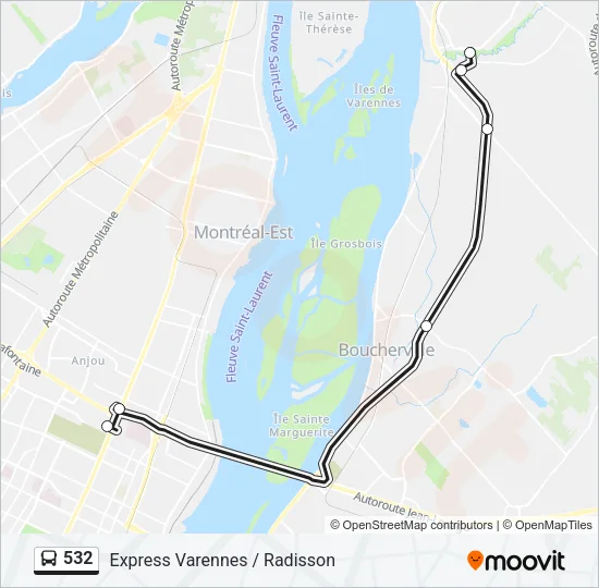 Plan de la ligne 532 de bus