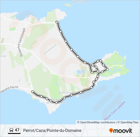 Plan de la ligne 47 de bus