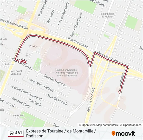 Plan de la ligne 461 de bus
