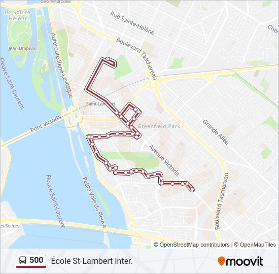 Plan de la ligne 500 de bus