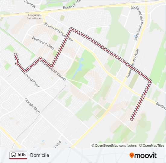 505 bus Line Map