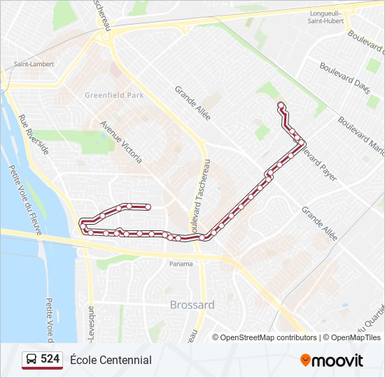 Plan de la ligne 524 de bus