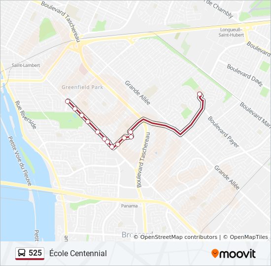 Plan de la ligne 525 de bus