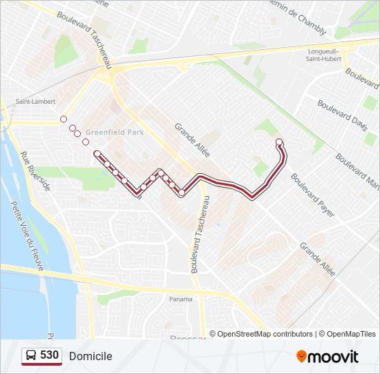 Plan de la ligne 530 de bus