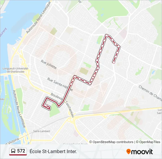 Plan de la ligne 572 de bus