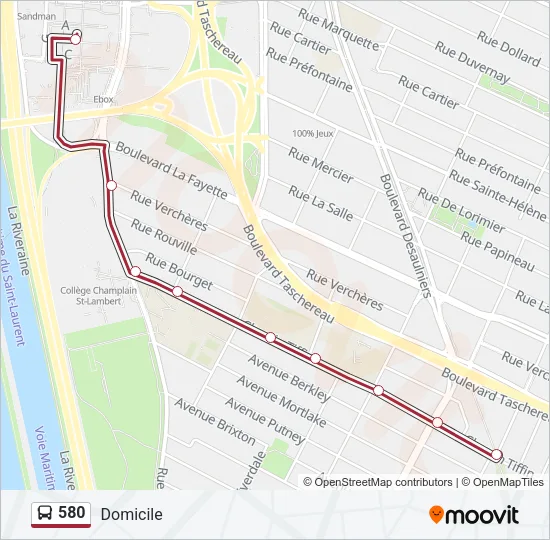 580 Bus Line Map