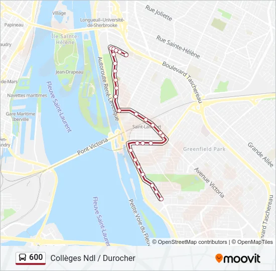 600 Bus Line Map
