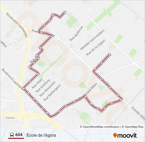 Plan de la ligne 604 de bus