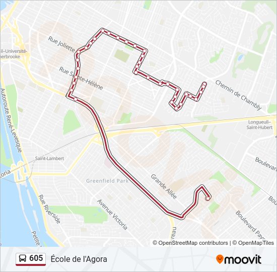 Plan de la ligne 605 de bus