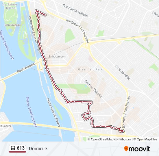 Plan de la ligne 613 de bus