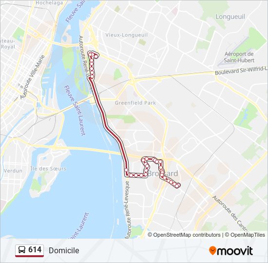 Plan de la ligne 614 de bus