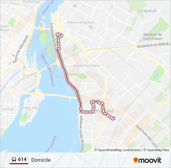 614 Bus Line Map