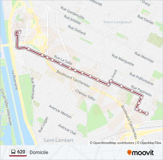 Plan de la ligne 620 de bus