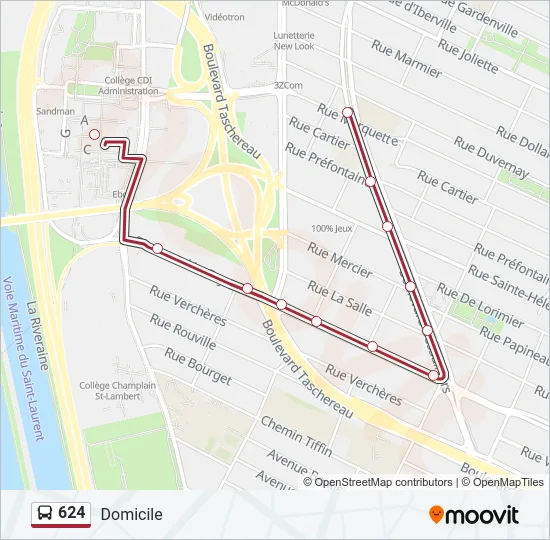 624 Bus Line Map